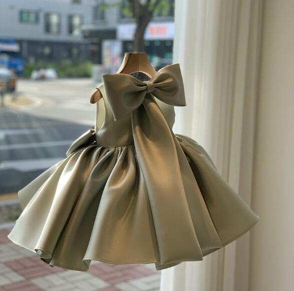 ピアノ発表会 結婚式用キッズドレス リボン付きノースリーブドレス 華やか上品 女の子