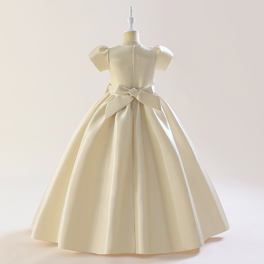 ピアノ発表会 キッズドレス 子供服 サテン素材 長袖 四色展開 結婚式対応