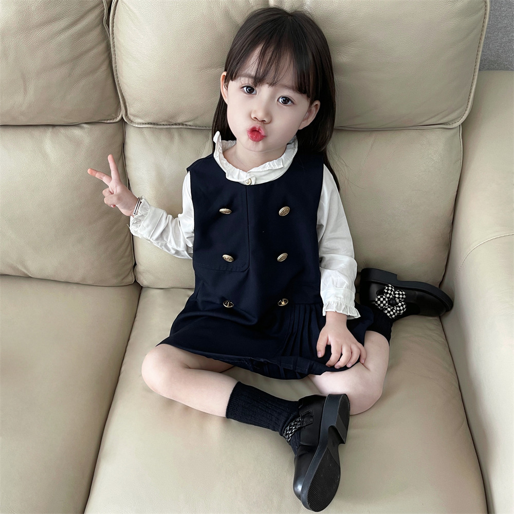 お嬢様風フリルカラーキッズドレス