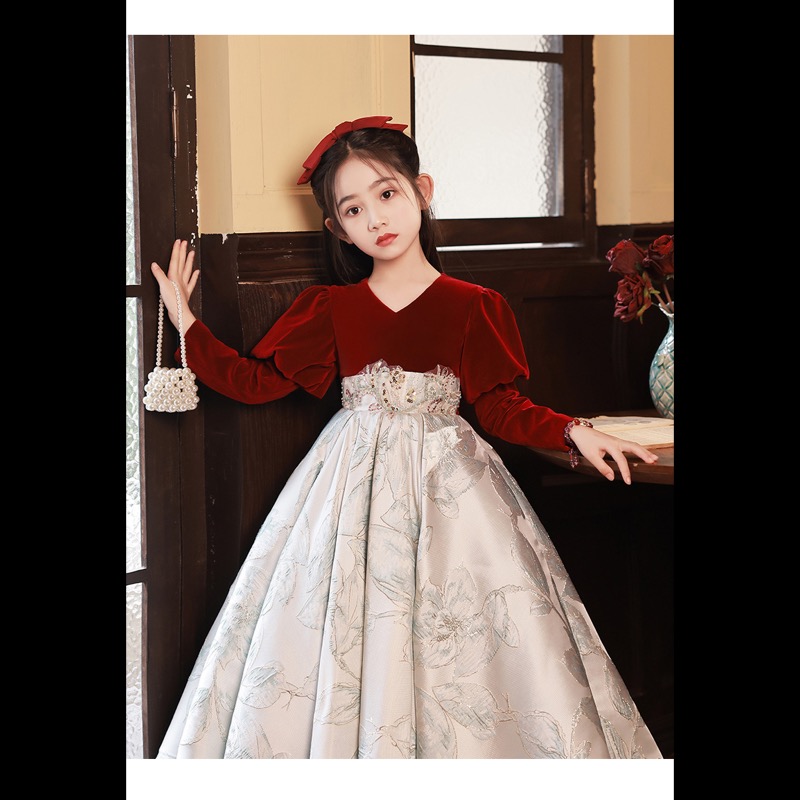 ピアノ発表会ドレス 女の子用姫様風フォーマルドレス 結婚式発表会