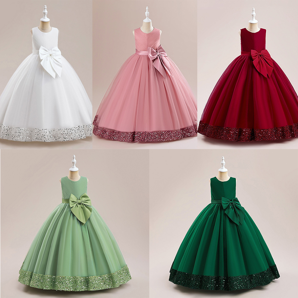 ピアノ発表会 結婚式用キッズドレス 華やか子供ドレス フォーマル 5色展開 キラキラ裾飾り