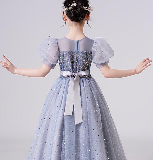 ピアノ発表会ドレス 結婚式用 キッズドレス スパンコール装飾のお姫様風キラキラドレス 子供ドレス
