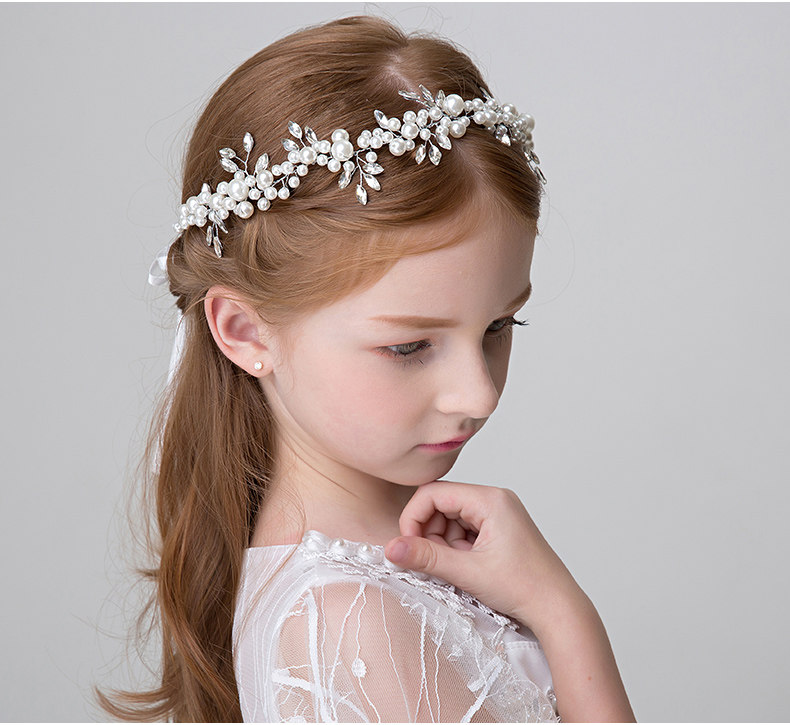 ピアノ発表会ドレス パールとビジュー飾りの華やかカチューシャ