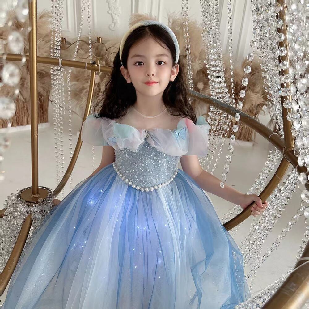 ピアノ発表会 結婚式用 子どもドレス ディズニー 光るチュールカラードレス