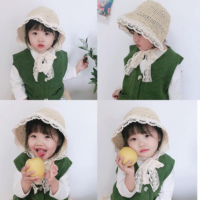 子ども服 子どもレース 麦わら子ども 帽子
