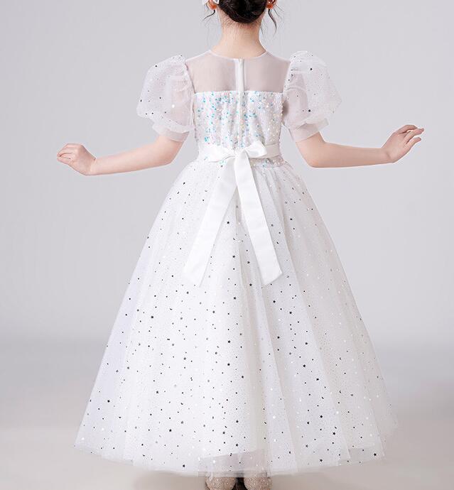 ピアノ発表会ドレス 結婚式用 キッズドレス スパンコール装飾のお姫様風キラキラドレス 子供ドレス