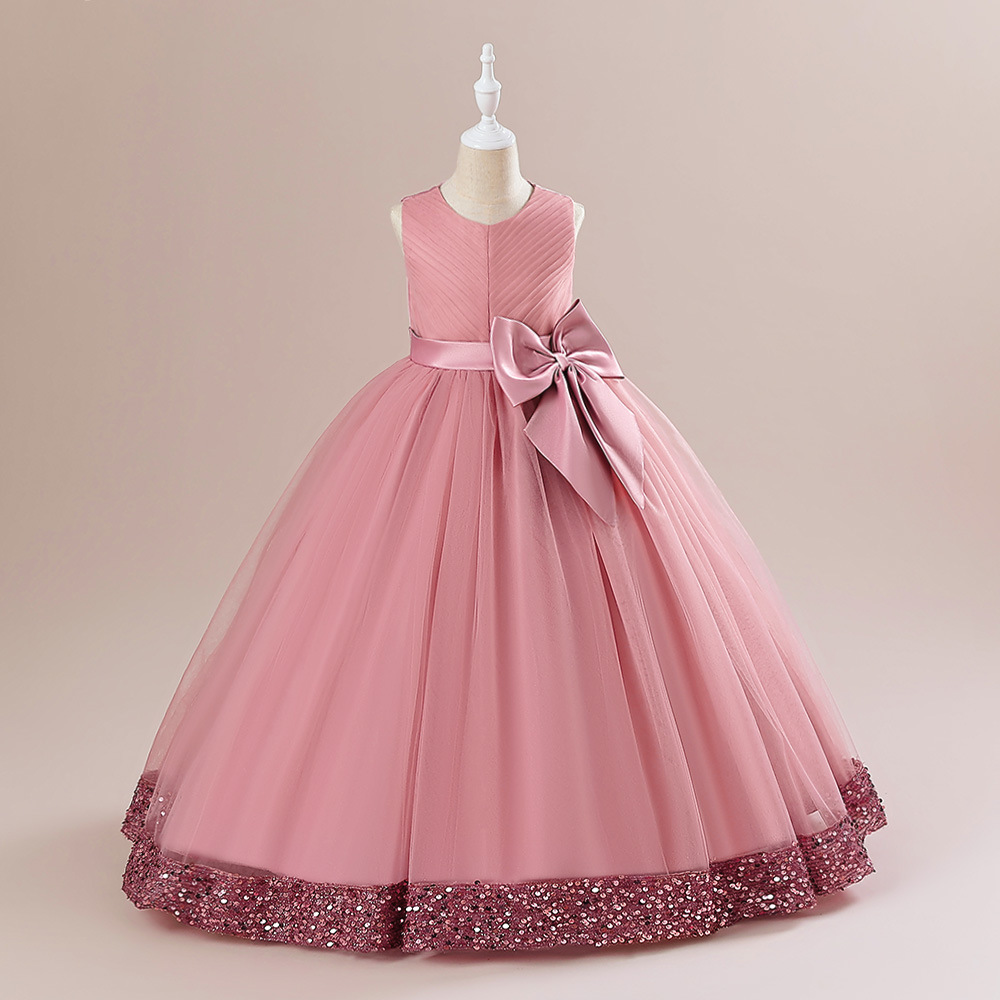 ピアノ発表会 結婚式用キッズドレス 華やか子供ドレス フォーマル 5色展開 キラキラ裾飾り