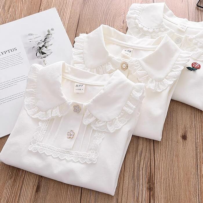 子ども服 子どもＴシャツ襟元レース