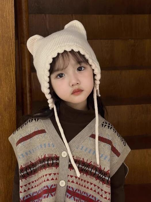 子ども服 子どもクマ耳ニット帽子