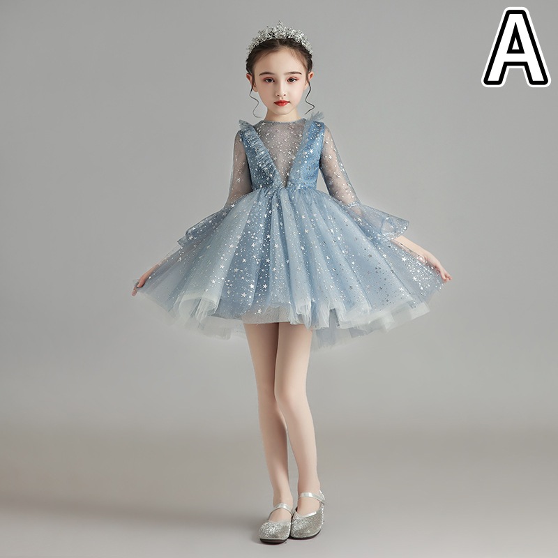 ピアノ発表会ドレス 女の子用星柄姫様ドレス結婚式発表会フォーマル衣装