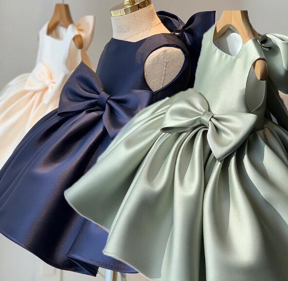 ピアノ発表会 結婚式用キッズドレス リボン付きノースリーブドレス 華やか上品 女の子