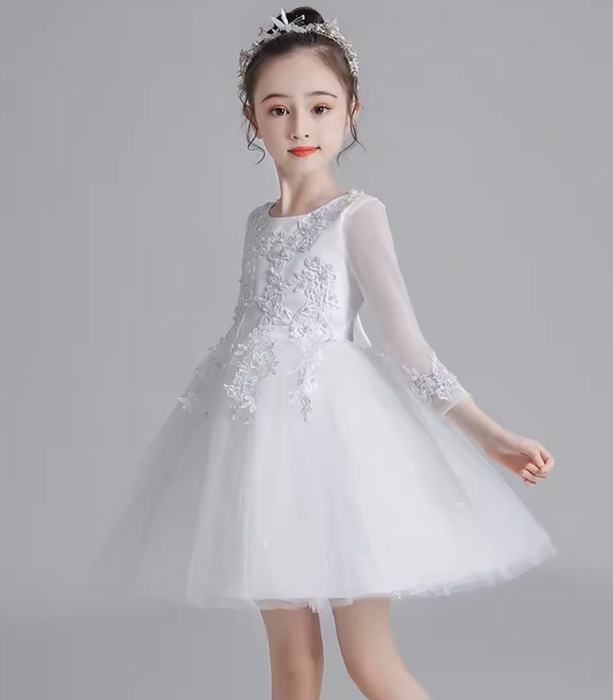 ピアノ発表会 結婚式用 子どもドレス チュールシフォンフラワーミニドレス
