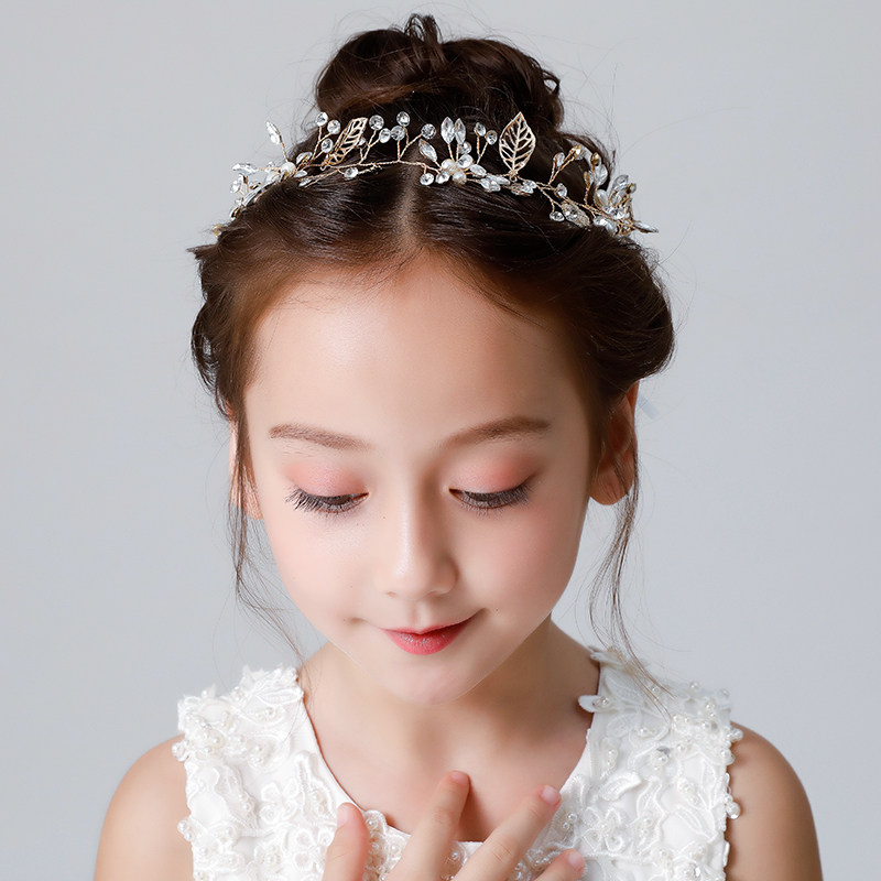 ピアノ発表会ドレス 輝く葉と小花のティアラ風ヘッドドレス