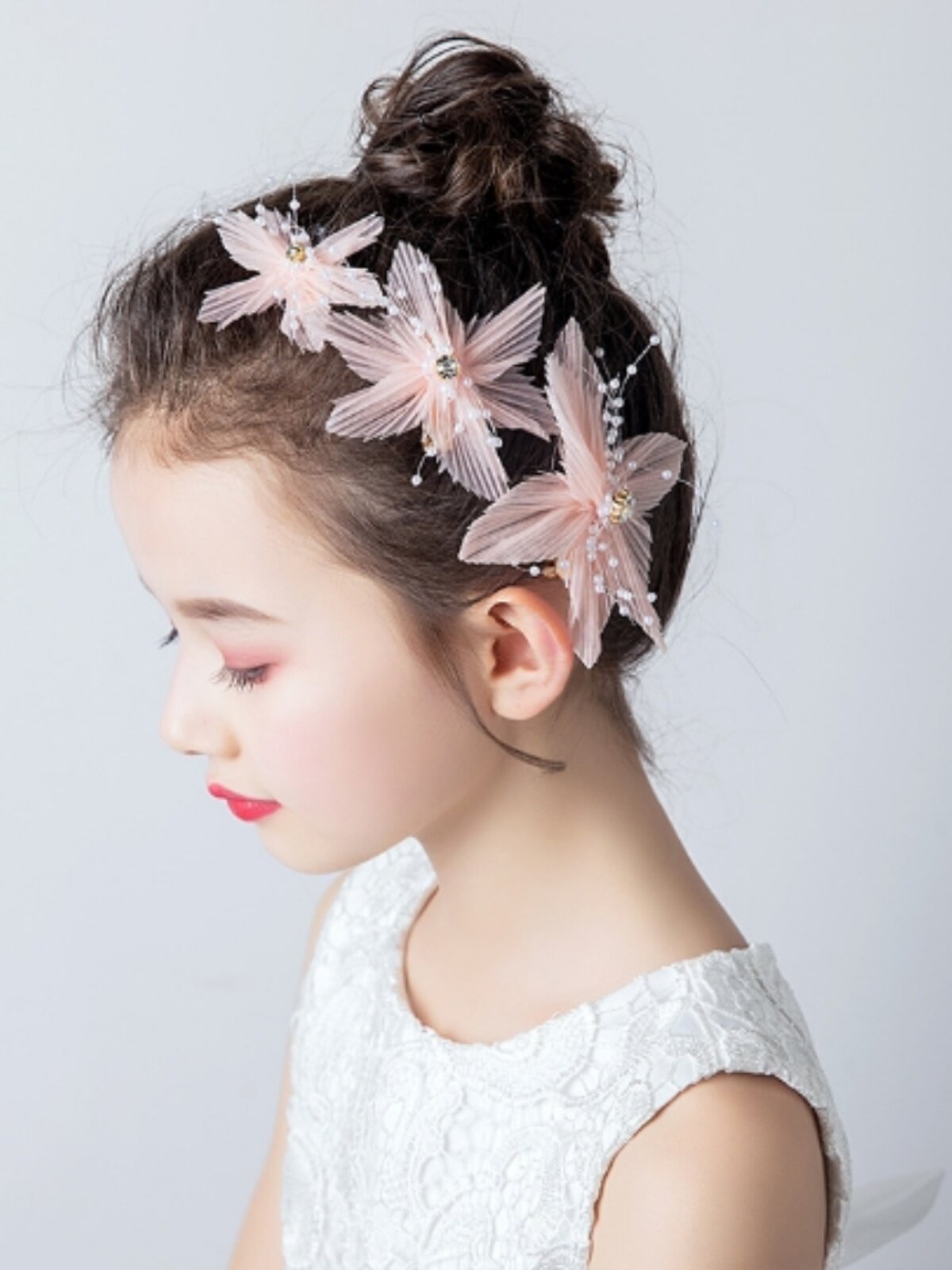 ピアノ発表会ドレス 立体花モチーフ髪飾り三点セット