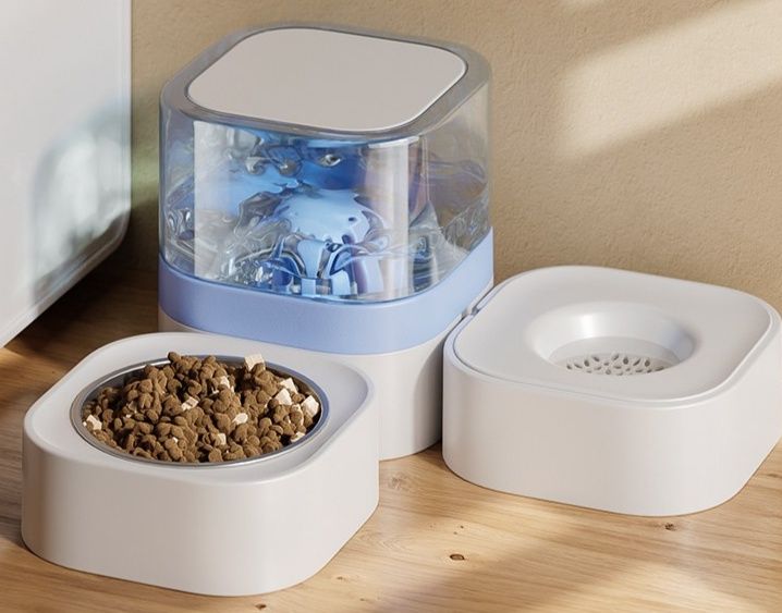 ペット食器 自動給水器付き二重構造猫用食器セット