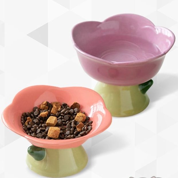 ペット食器 花びら型高台陶器ペット食器