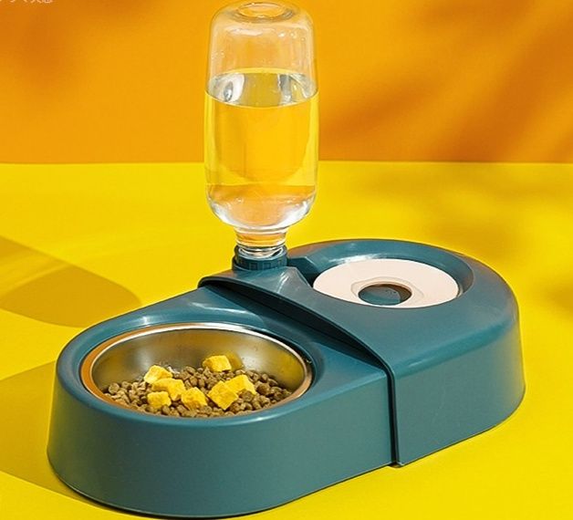 ペット食器 給水器付き二つ皿ペット食器台
