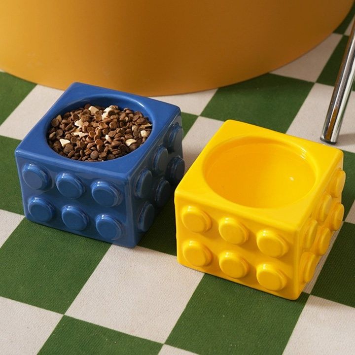 ペット食器 積み木型陶器ペット食器ボウル
