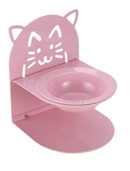 ペット食器 猫顔デザインスタンド付き取り外し式猫用食器