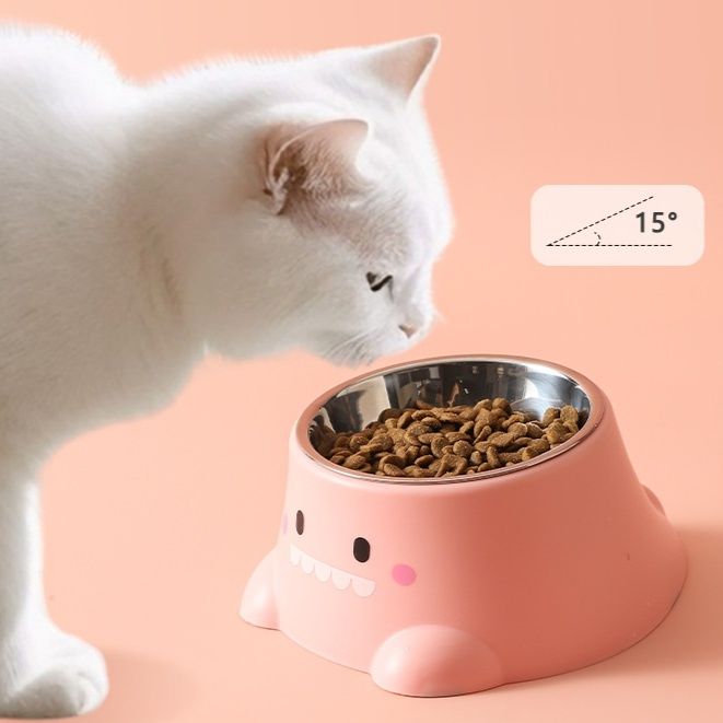 ペット食器 猫用かわいい動物型15度傾斜ステンレス食器