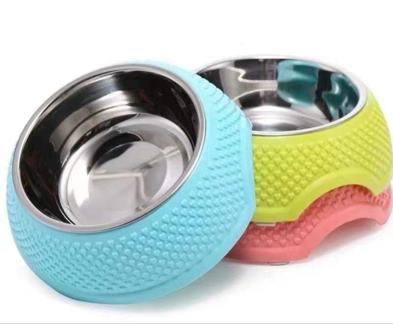 ステンレス製ペット用食器 ハート柄ベース付きボウル