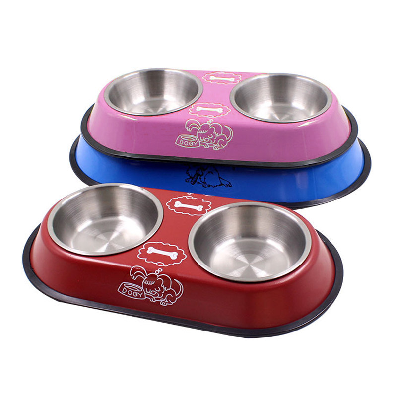 ペット食器 ステンレス製ダブルボウル犬用ペット食器セット