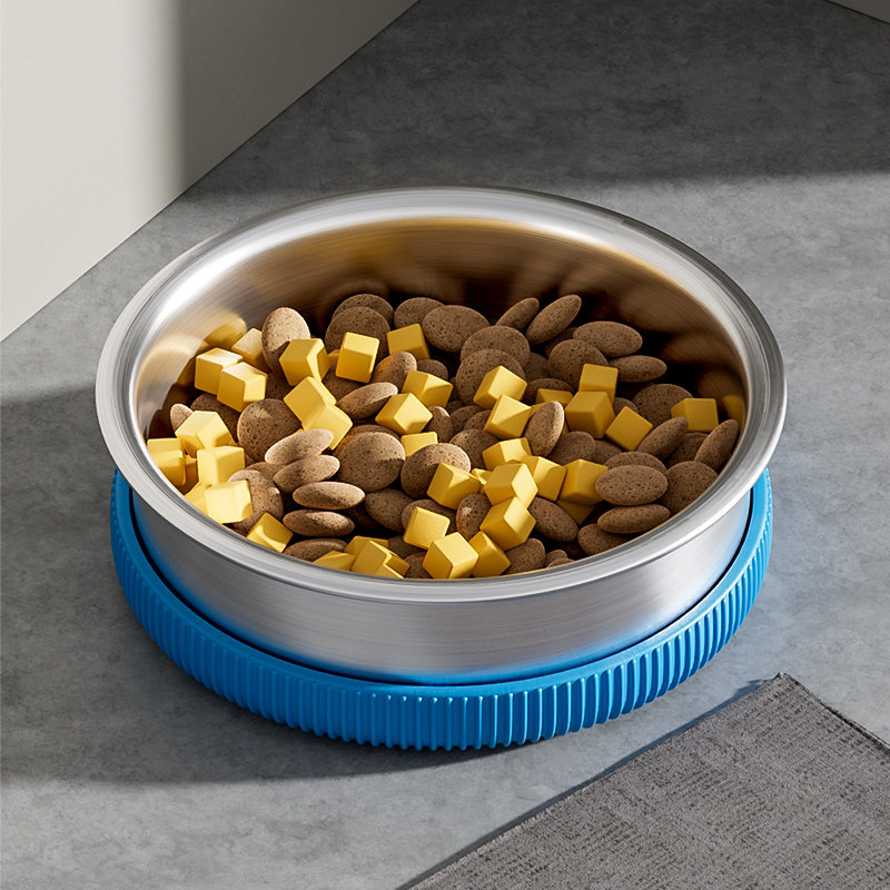 ペット食器 滑り止め付きステンレス製犬用フードボウル
