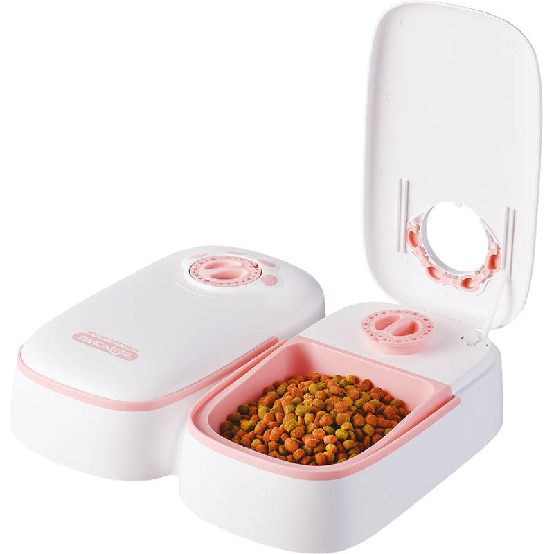 ペット食器  中型ペット用自動給餌器 わんにゃんぐるめ ピンク