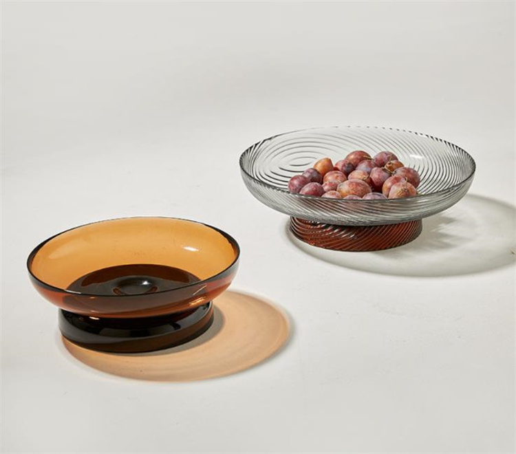 ペット食器 中サイズ ガラス製 猫犬用食器 台座付き