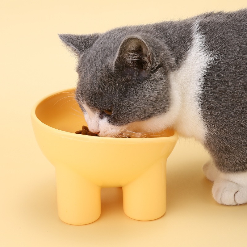 ペット食器 猫用首への負担を軽減する脚付き陶器食器