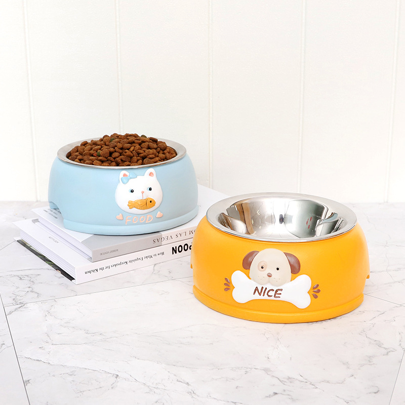 かわいい動物柄ステンレス製ペット用食器ボウル
