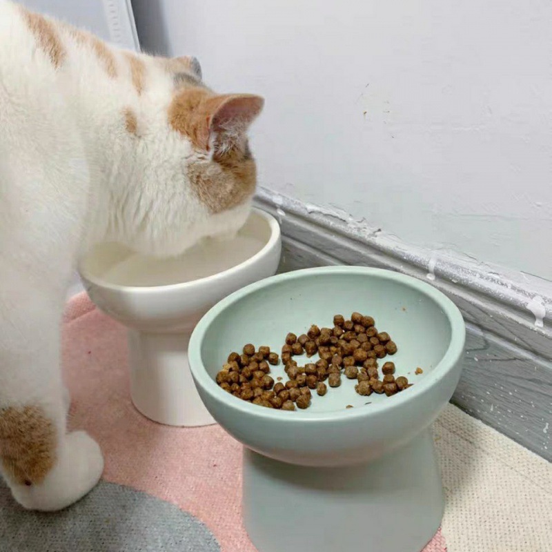 ペット食器 猫用高台セラミック餌入れ脚付きボウル