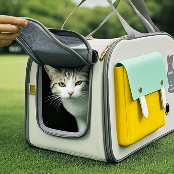 ペット キャリー 猫用多機能通気性お出かけキャリーバッグ