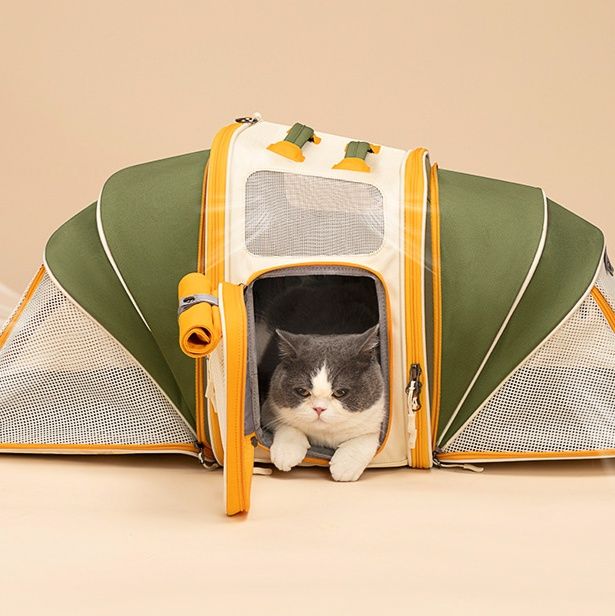 ペット キャリー 猫用 伸縮自在リュック型ペットキャリー