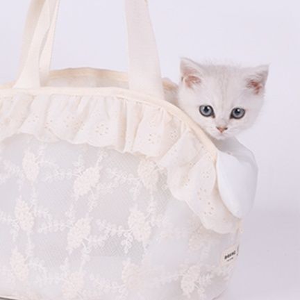 ペット キャリー レース飾り猫用おでかけバッグ