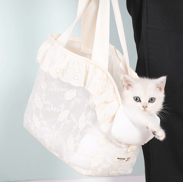 ペット キャリー レース飾り猫用おでかけバッグ