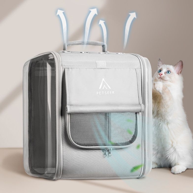 ペット キャリー 透明窓付き猫ちゃん快適旅行バッグ