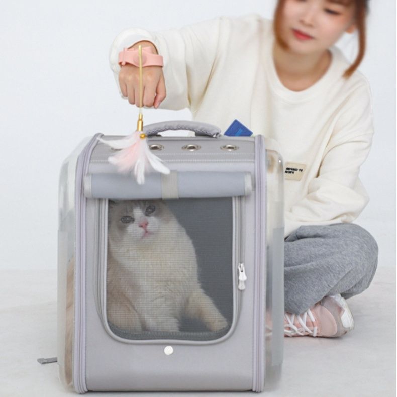 ペット キャリー 透明窓付き猫ちゃん快適旅行バッグ