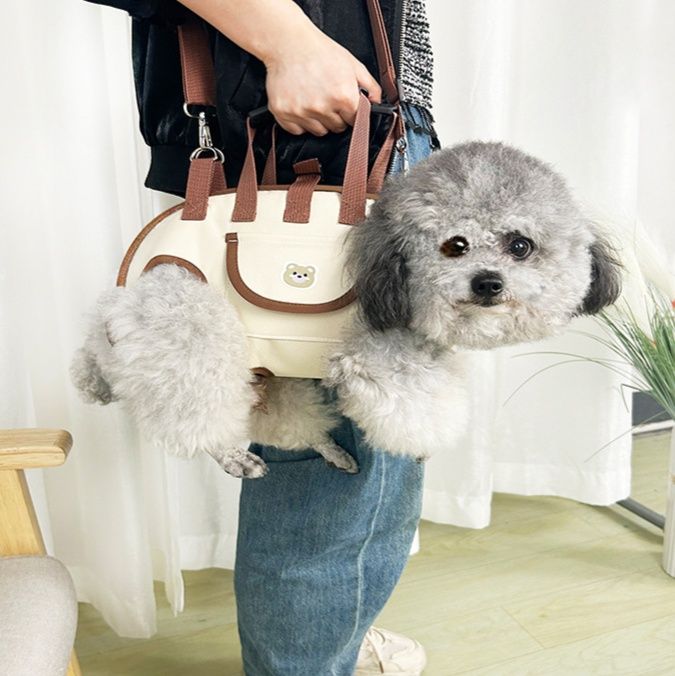 ペット キャリー くまさんポケット付き犬用キャリーバッグ