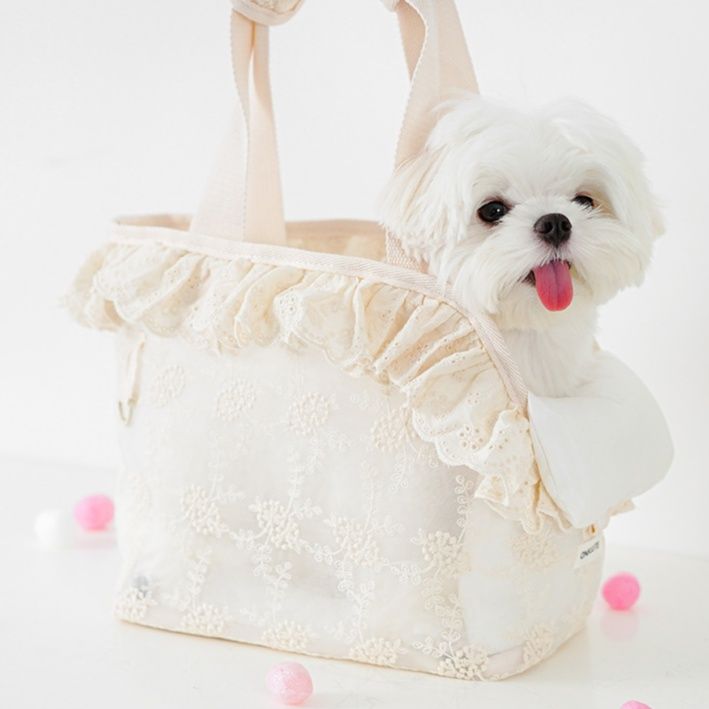 ペット キャリー 犬用レース付き優美なお出かけバッグ