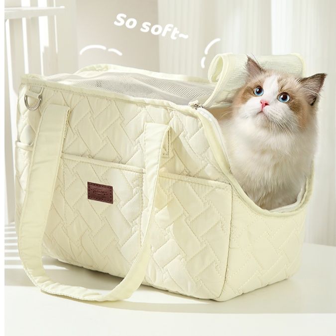 ペット キャリー ふわもこキルト猫用お出かけバッグ