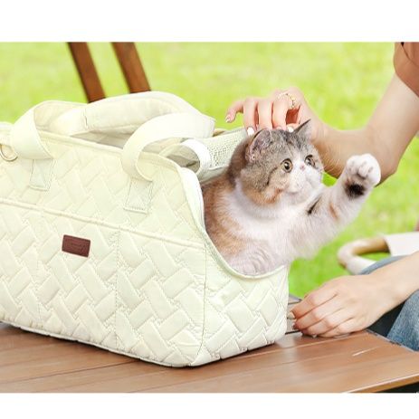 ペット キャリー ふわもこキルト猫用お出かけバッグ