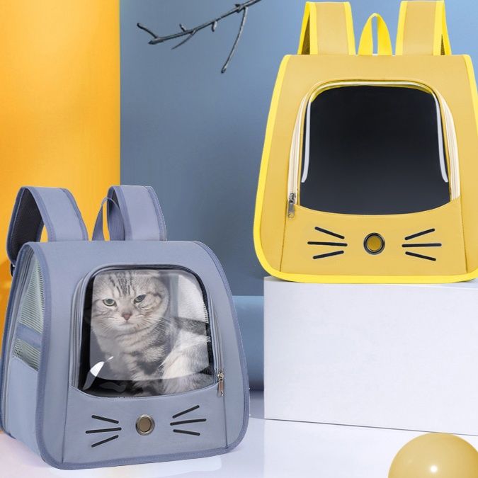 ペット キャリー 猫用デザイン透明窓リュックキャリー