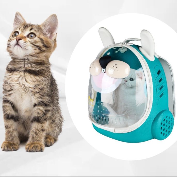 ペット キャリー 猫用うさぎ風キャラクター透明窓付きキャリー