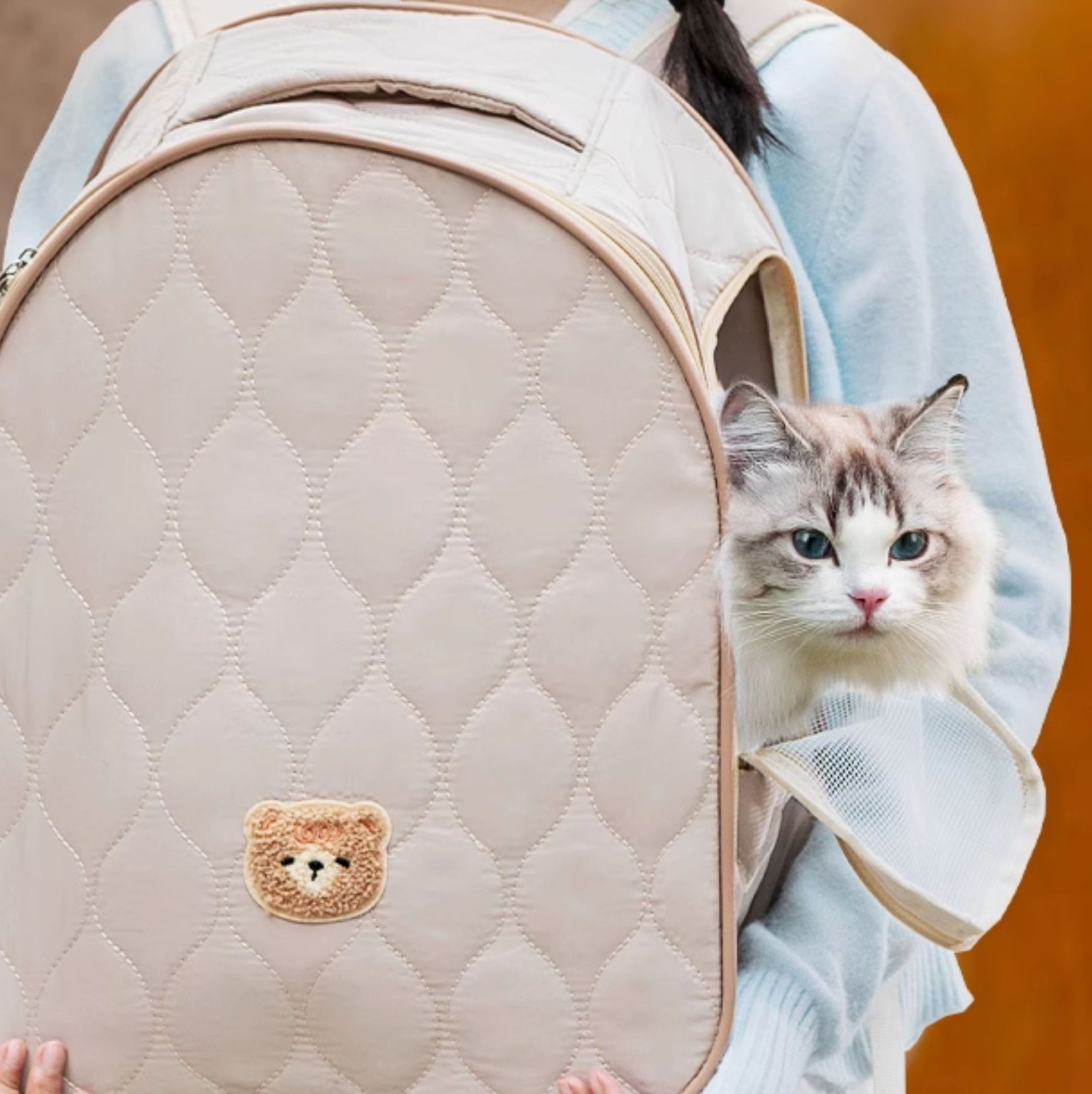 ペット キャリー 猫用リュック型ふわふわキャリー