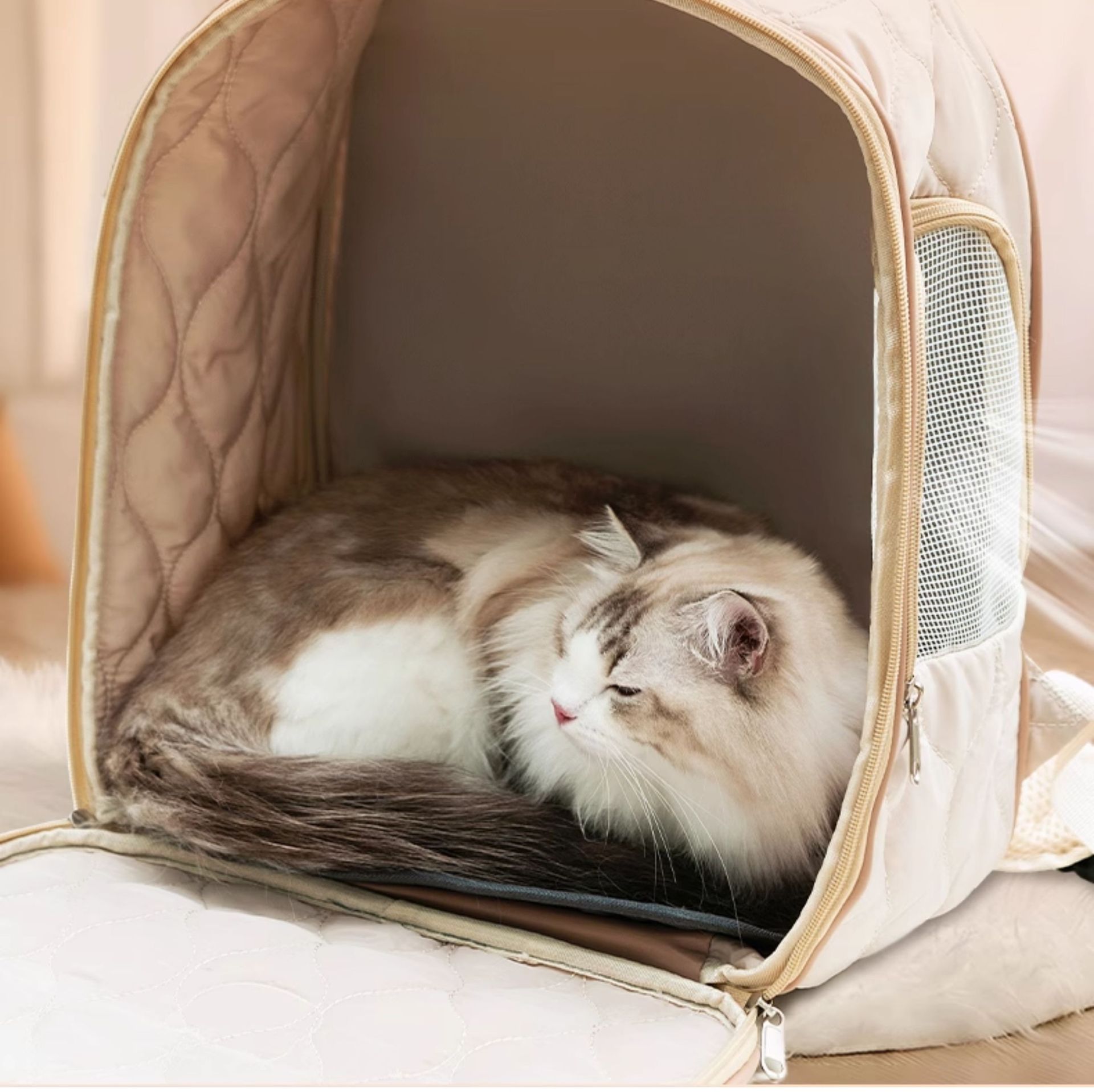 ペット キャリー 猫用リュック型ふわふわキャリー
