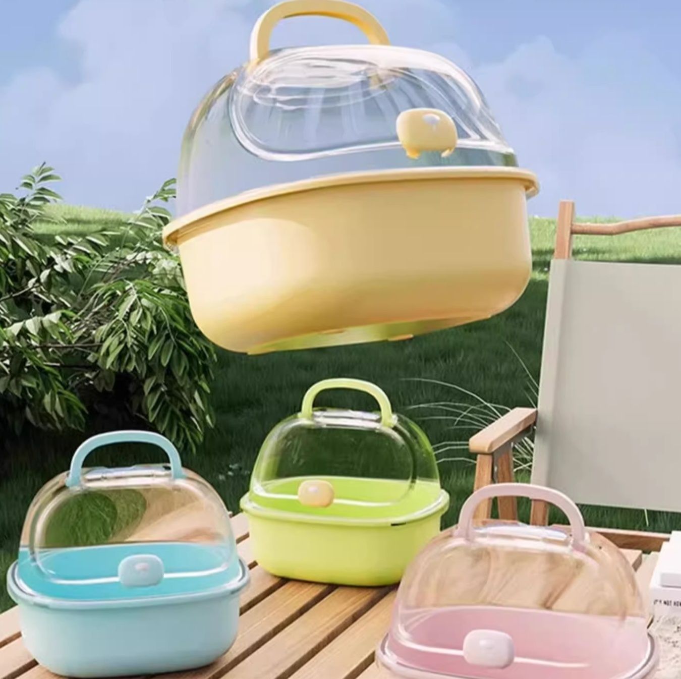 ペット キャリー ハムスター用透明ドーム付きキャリー