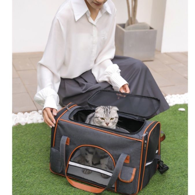 ペット キャリー 猫用上質素材の猫旅行バッグ