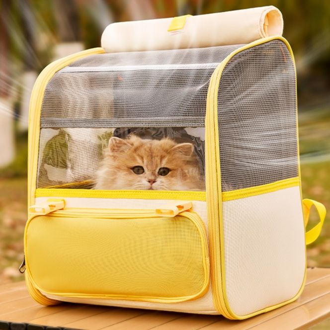 ペット キャリー 猫用広々通気リュック型ペットキャリー