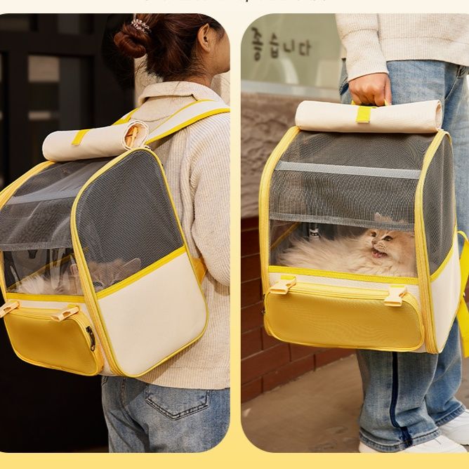 ペット キャリー 猫用広々通気リュック型ペットキャリー